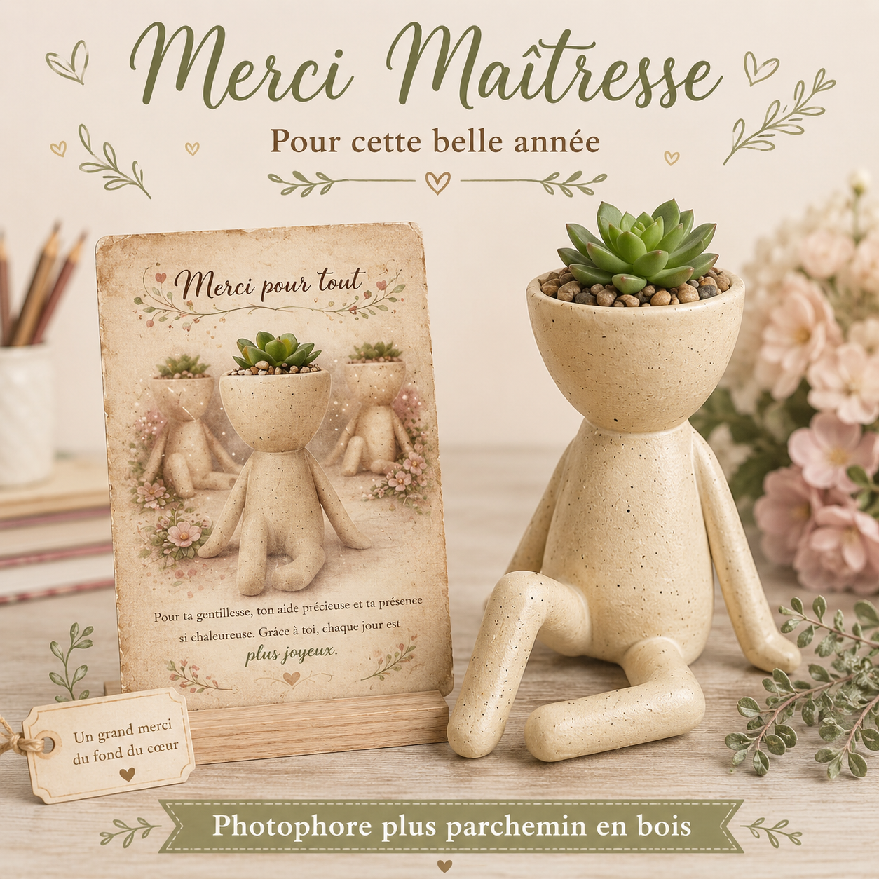 bonhomme +Parchemin en bois