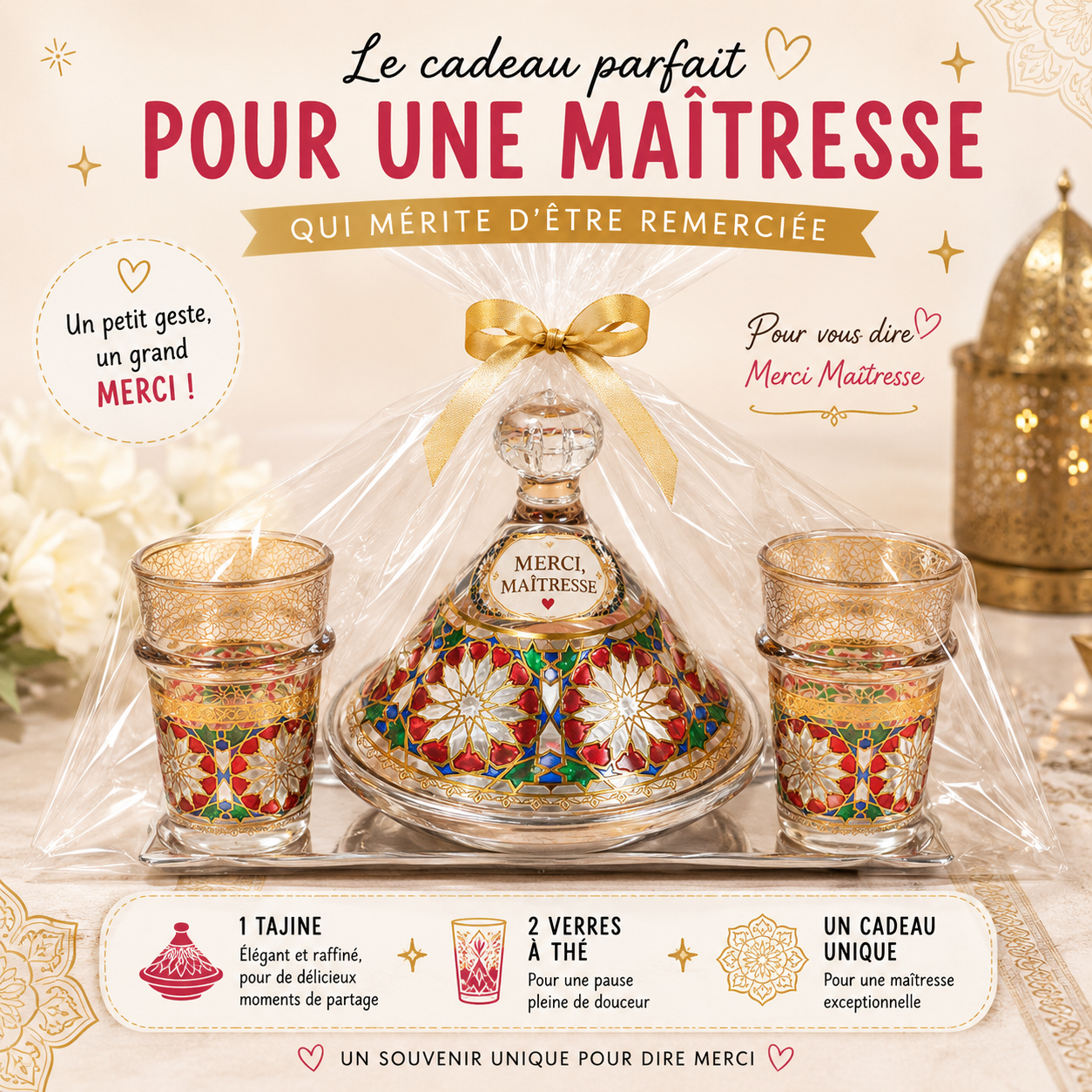 mini tajine + 2 verres à thé