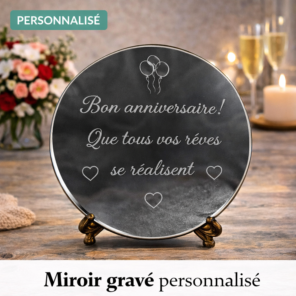 Miroir gravé photo famille