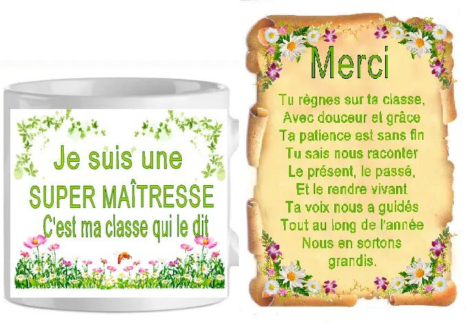Ensemble-mug-parchemin maitresse n1 (ref-81245)