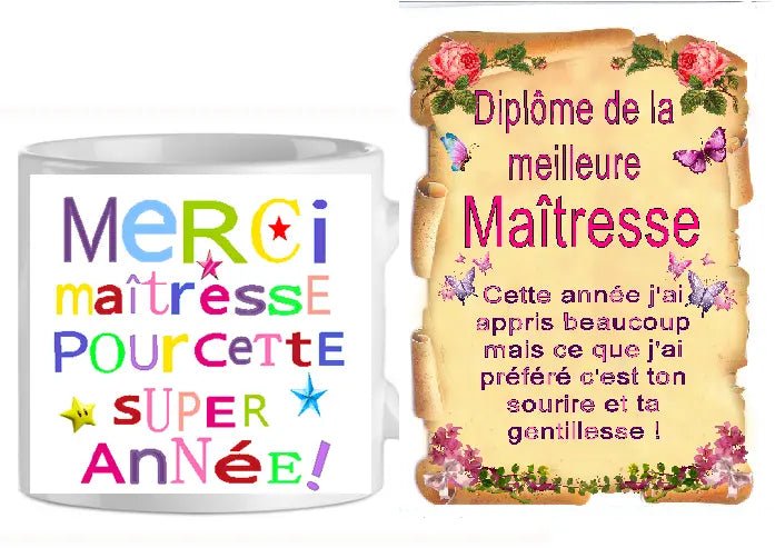 Ensemble-mug-parchemin maitresse n11 (ref-91102)