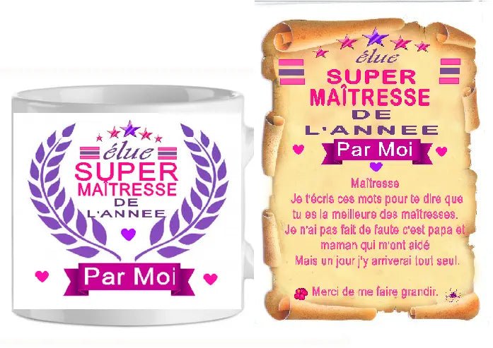 Ensemble-mug-parchemin maitresse n12 (ref-51212)