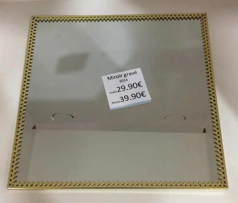 Miroir grave tour or texte carre 20 x 20cm (REF-48907)