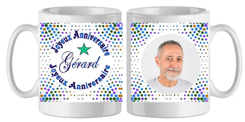 Mug - anniversaire - photo - texte 3 (ref - 85168) - Mug personnalisé | Shopping cadeaux 93