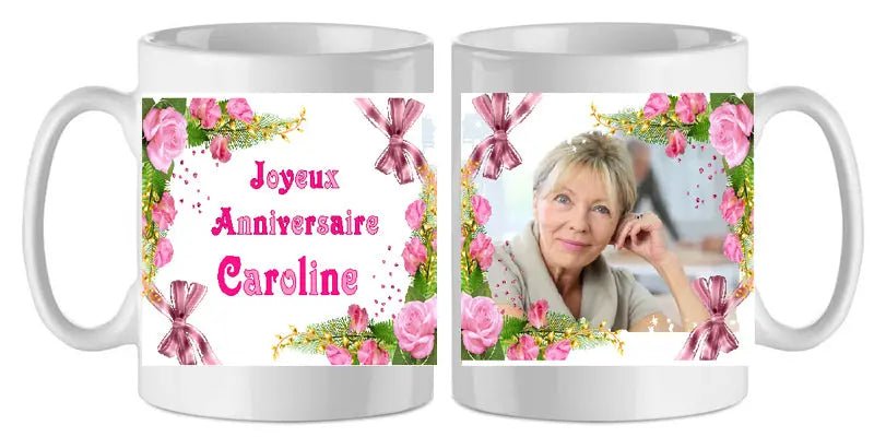 Mug - anniversaire - photo - texte 7 (ref - 71126) - Mug personnalisé | Shopping cadeaux 93