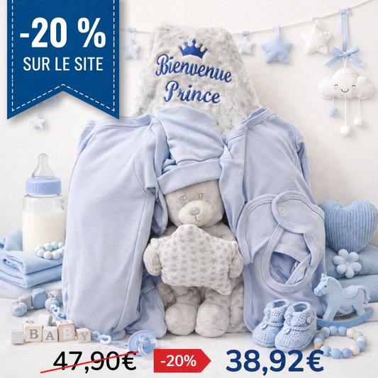 Ensemble naissance personnalisé – Cape de bain, doudou et accessoires brodés