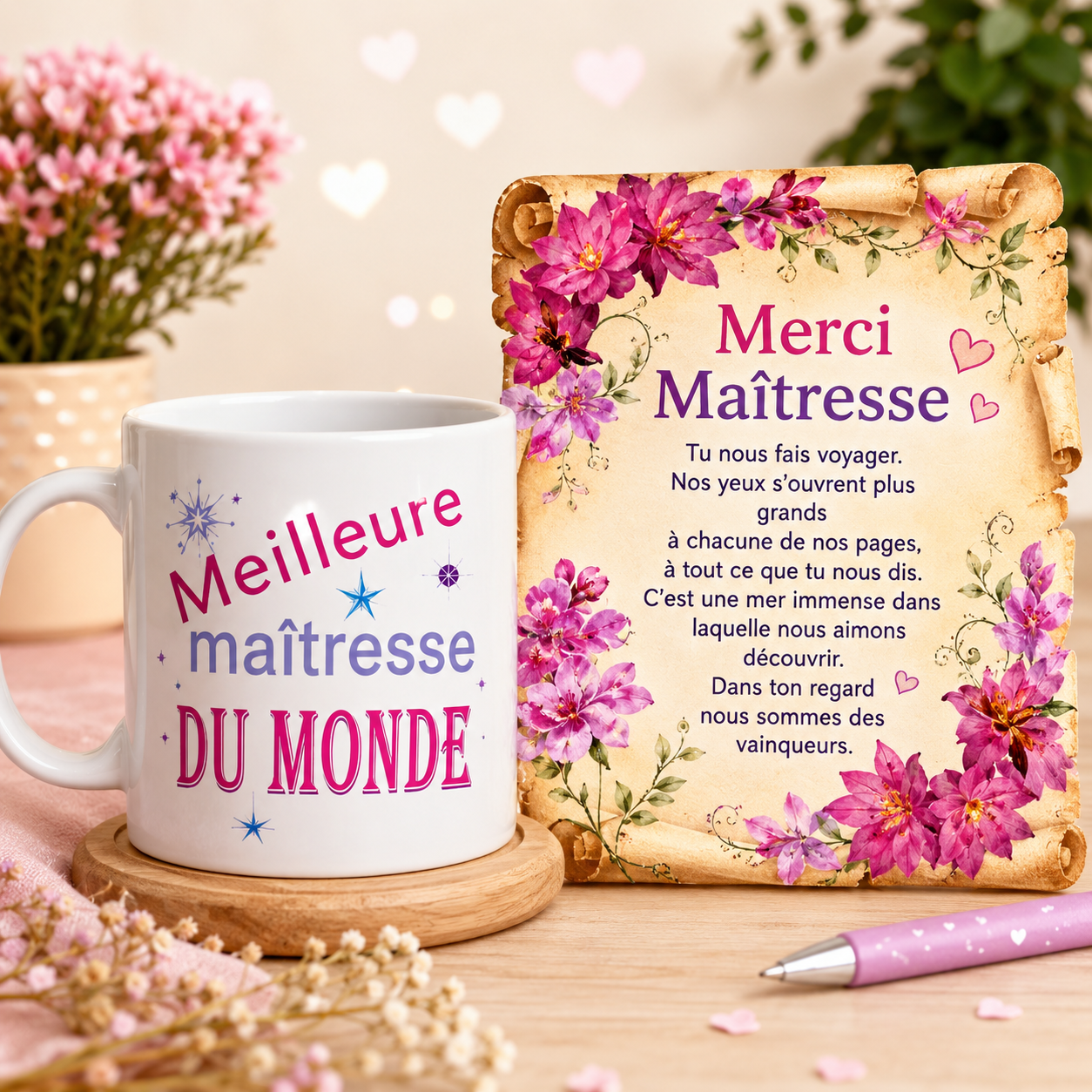 Ensemble-mug-parchemin maitresse n17 (ref-25238)