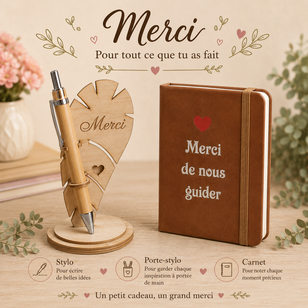 carnet + stylo + porte stylo
