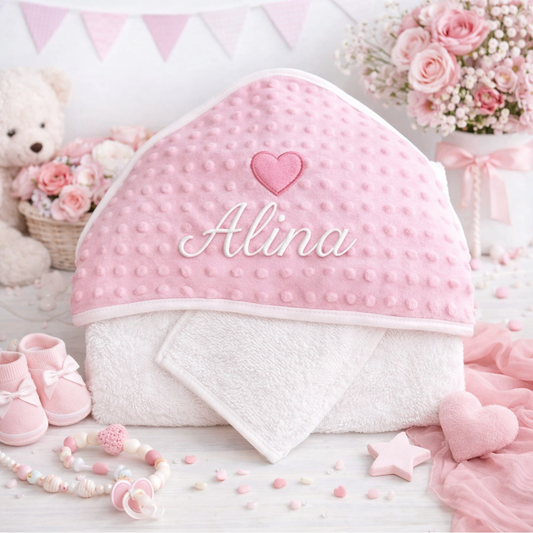 Cape de bain bébé personnalisée avec prénom – Sortie de bain brodée