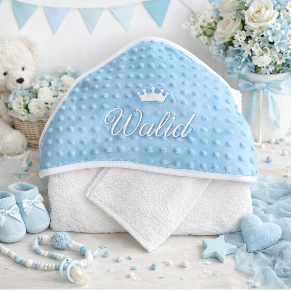 Cape de bain bébé personnalisée avec prénom – Sortie de bain brodée