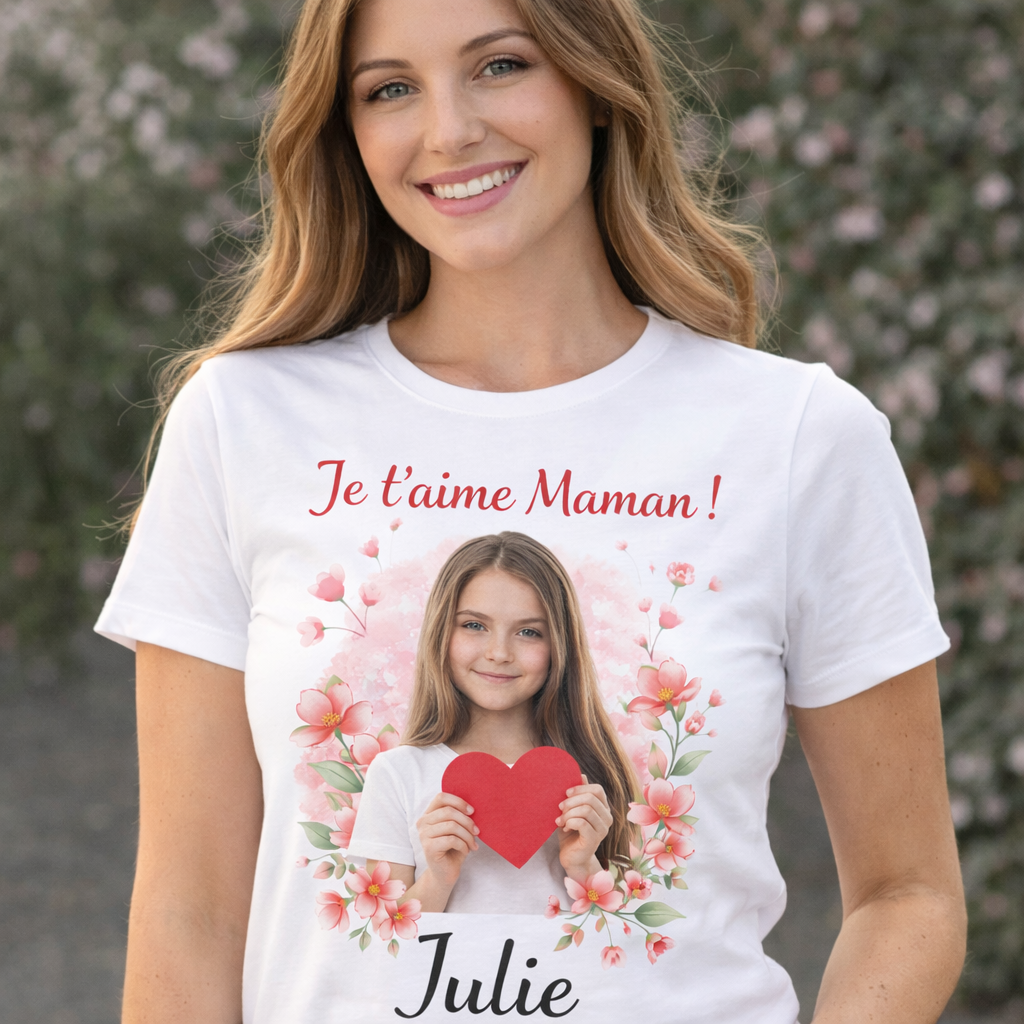 T-shirt personnalisé photo et prénom – Cadeau personnalisé original