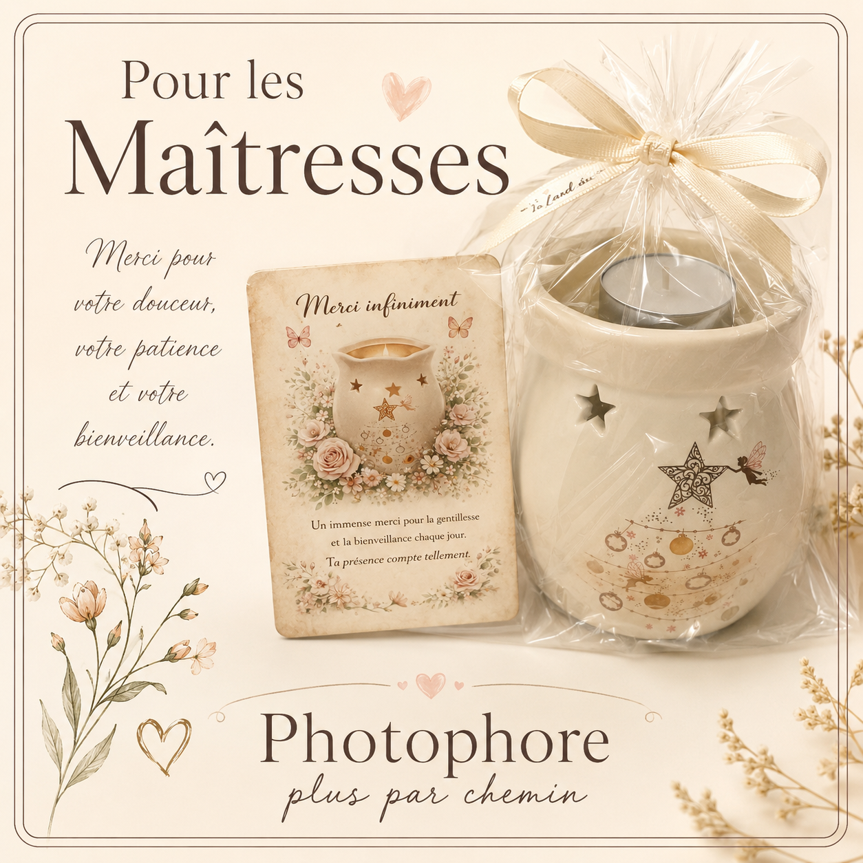 Photophore +Parchemin en bois