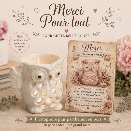 Photophore +Parchemin en bois
