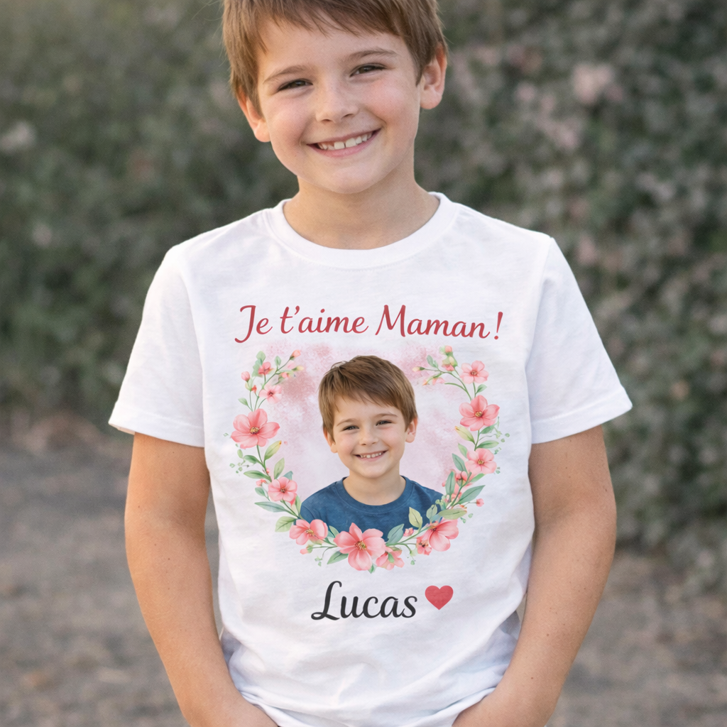 T-shirt personnalisé photo et prénom – Cadeau personnalisé original
