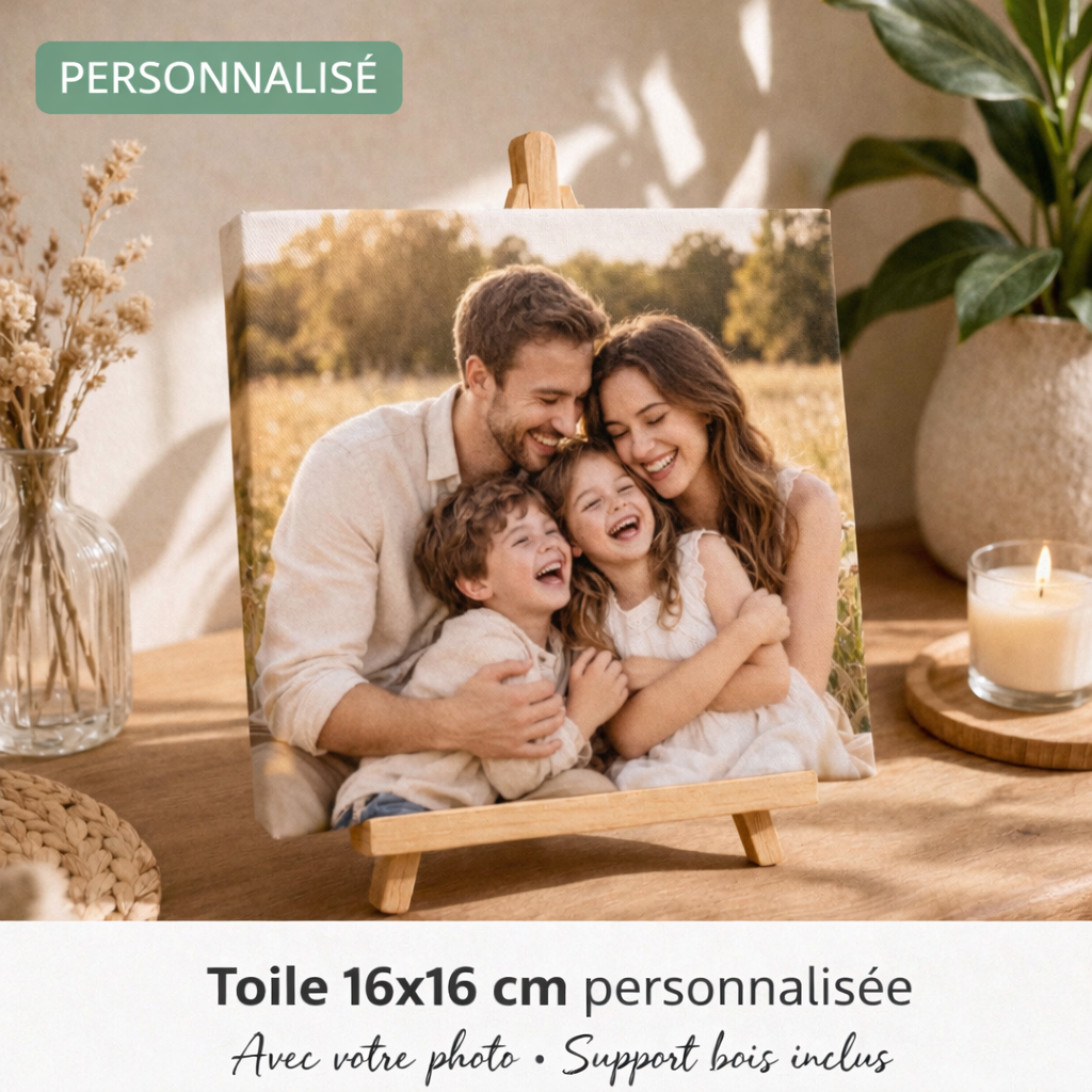 Toile photo personnalisée 16x16 avec photo famille