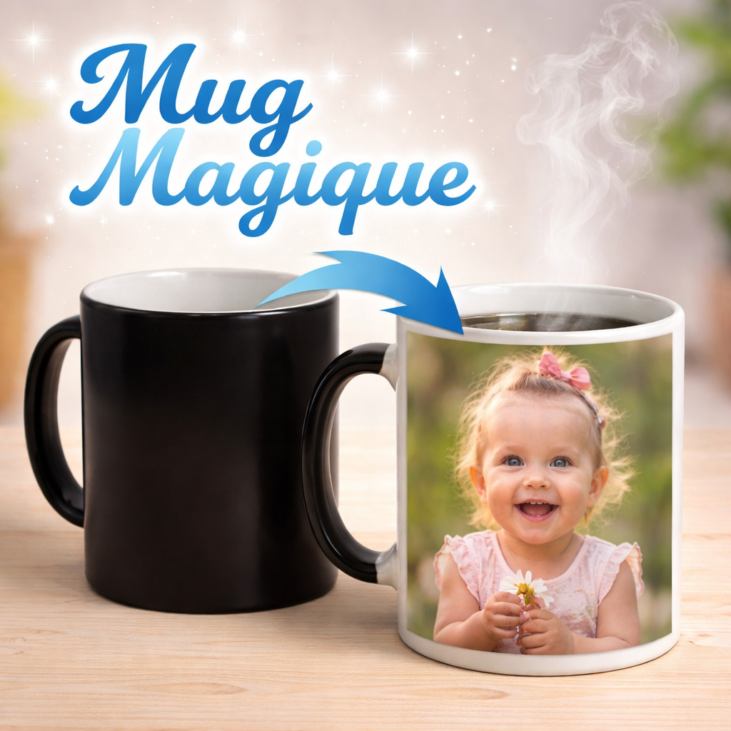 Mug magique personnalisé avec photo ou prénom – Tasse thermoréactive cadeau original