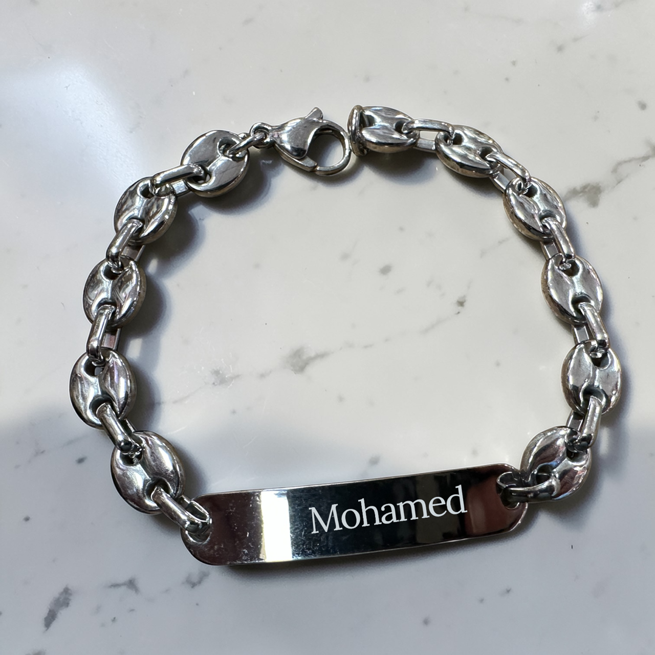 Gourmette homme grain de café personnalisée