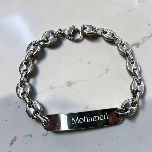 Gourmette homme grain de café personnalisée