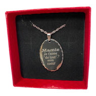 médaillon acier mamie 1 (REF - 91749) - medaillon texte | Shopping cadeaux 93