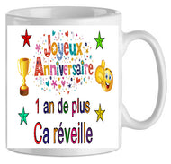 shoppingcadeaux93 mug anniversaire , 1 an de plus , humour