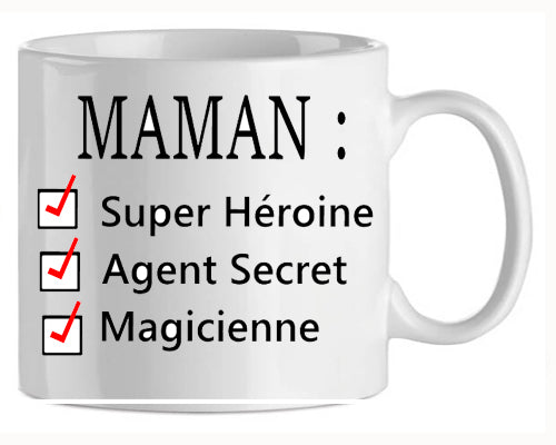 shoppingcadeaux93 mug  , maman , super heroine , super