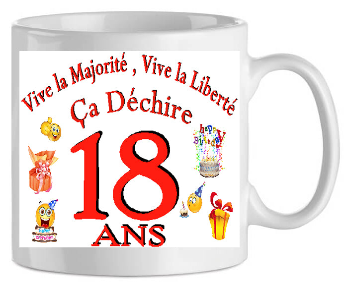 shoppingcadeaux93 mug , age , anniversaire ,18  ans