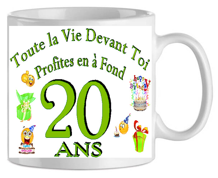 shoppingcadeaux93 mug , age , anniversaire 20ans