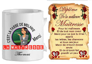 shoppingcadeaux93 , ensemble , mug + parchemin, maitresse