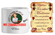 shoppingcadeaux93 ensemble , mug + parchemin , maitresse