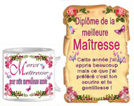 Ensemble - cadeau - maitresse - fleur 4 (ref - 38184) - Mug+Parchemin | Shopping cadeaux 93