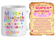 Ensemble - maitresse - petit - modele super année ( 2 modeles ) (ref - 41869) - mug+parchemin pm | Shopping cadeaux 93