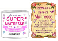 Ensemble - mug - parchemin maitresse n10 (ref - 60582) - mug+parchemin | Shopping cadeaux 93