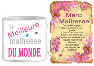 Ensemble - mug - parchemin maitresse n17 (ref - 25238) - mug+parchemin | Shopping cadeaux 93