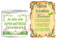 Ensemble - mug - parchemin maitresse n2 (ref - 13058) - mug+parchemin | Shopping cadeaux 93