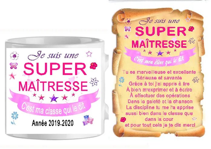 Ensemble-mug-parchemin maitresse n8 (ref-10016)
