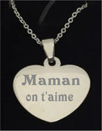 medaillon - texte acier coeur gm - medaillon texte | Shopping cadeaux 93