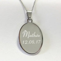 medaillon - texte acier ovale - medaillon texte | Shopping cadeaux 93