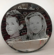 Miroir grave photo et texte rond 20cm (REF - 14715) - miroir | Shopping cadeaux 93