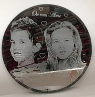 Miroir grave tour or photo et texte rond 20cm - miroir | Shopping cadeaux 93