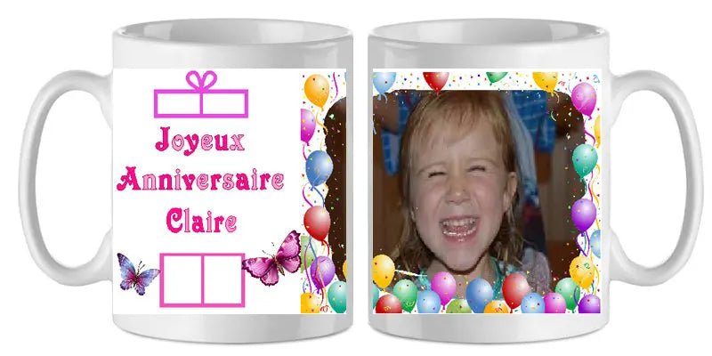 Mug - anniversaire - enfant - photo - texte 1 (ref - 13370) - mug anniversaire enfant photo | Shopping cadeaux 93