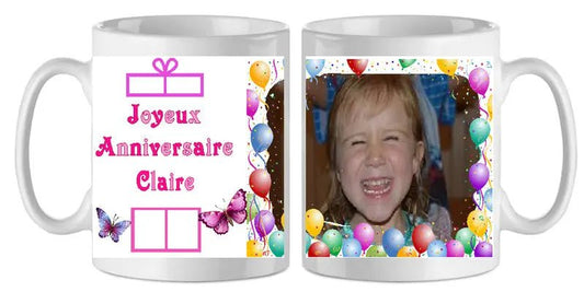 Mug - anniversaire - enfant - photo - texte 1 (ref - 13370) - mug anniversaire enfant photo | Shopping cadeaux 93