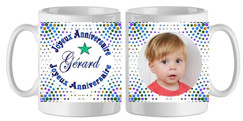 Mug - anniversaire - enfant - photo - texte 3 (ref - 63612) - mug anniversaire enfant photo | Shopping cadeaux 93