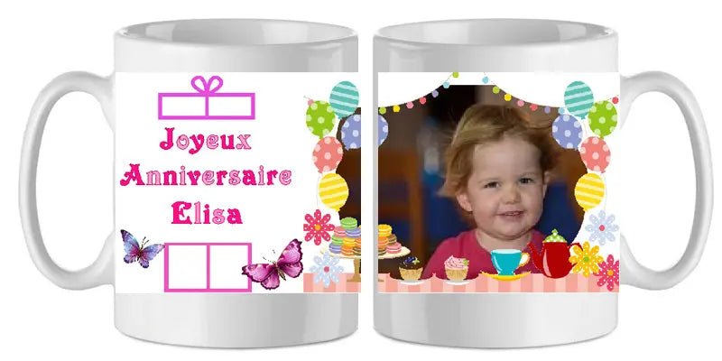 Mug - anniversaire - enfant - photo - texte 4 (ref - 49410) - mug anniversaire enfant photo | Shopping cadeaux 93