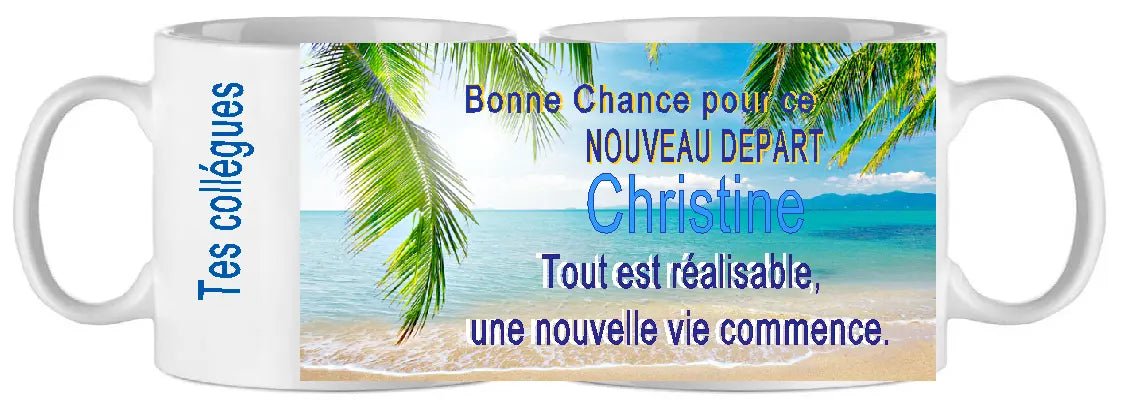 Mug - depart personnalise christine (ref - 60974) - mug | Shopping cadeaux 93