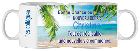 Mug - depart personnalise christine (ref - 60974) - mug | Shopping cadeaux 93