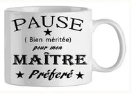 Mug - maitre pause méritée (ref - 55667) - Mug personnalisé | Shopping cadeaux 93