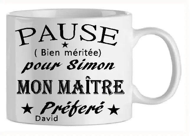 Mug - maitre - personnalise pause (ref - 34008) - Mug personnalisé | Shopping cadeaux 93