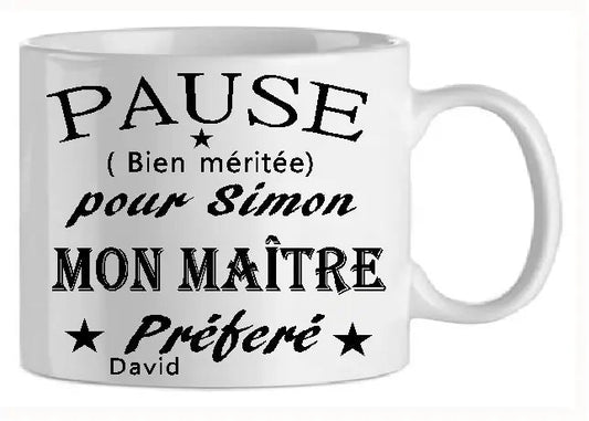 Mug - maitre - personnalise pause (ref - 34008) - Mug personnalisé | Shopping cadeaux 93