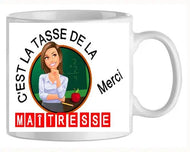 Mug - maitresse c'est la tasse de la maitresse 2 (ref - 54195) - Mug personnalisé | Shopping cadeaux 93