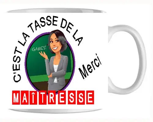 Mug - maitresse c'est la tasse de la maitresse (ref - 43549) - Mug personnalisé | Shopping cadeaux 93